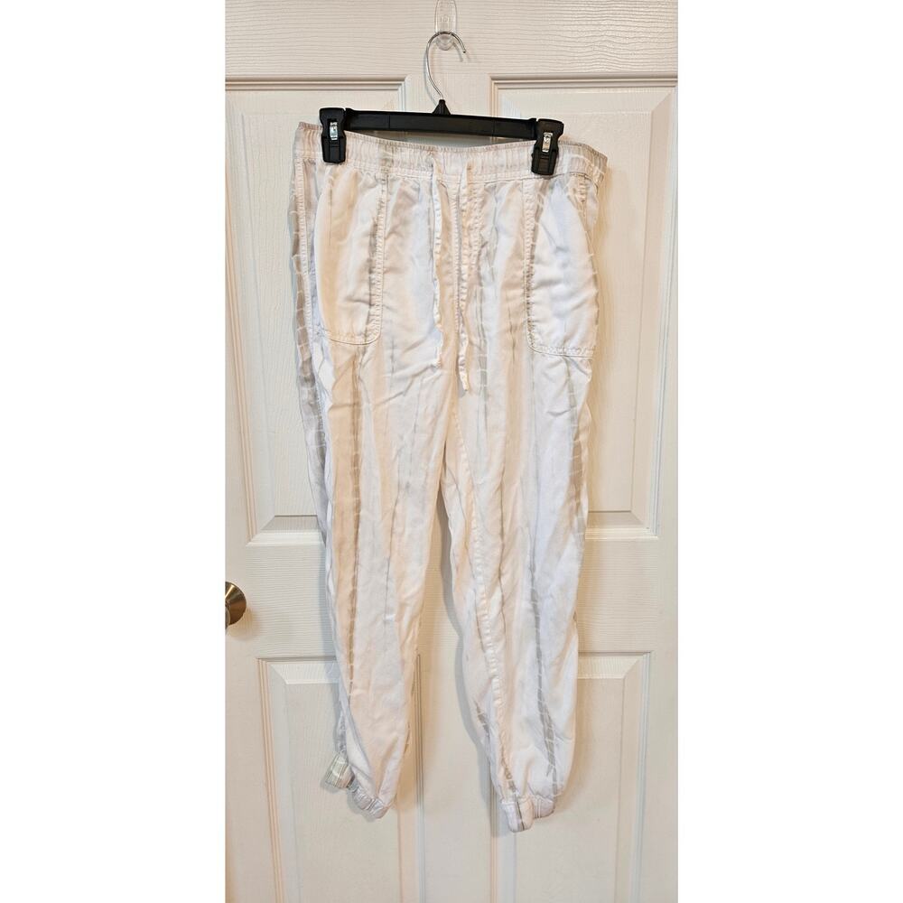 C&C California Women’s Medium White Tie Dye Lyocell Jogger Pants Coastal Lounge
